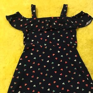 Girls Open Shoulder Heart Pattern Dress